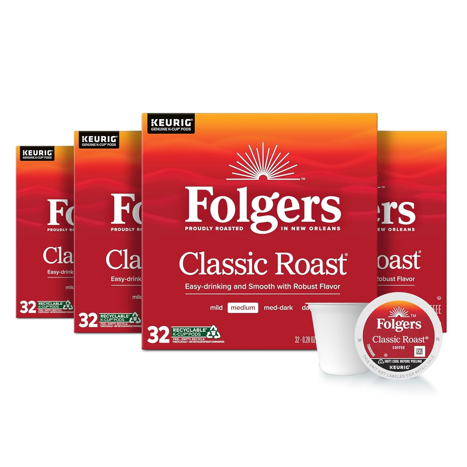 Folgers Classic Roast Coffee Pods - 128 Count