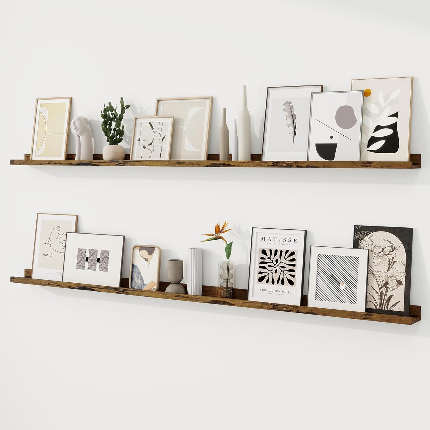 RICHFOCUS Picture Ledge Shelf Set of 2, 72 inch Floating Shelves