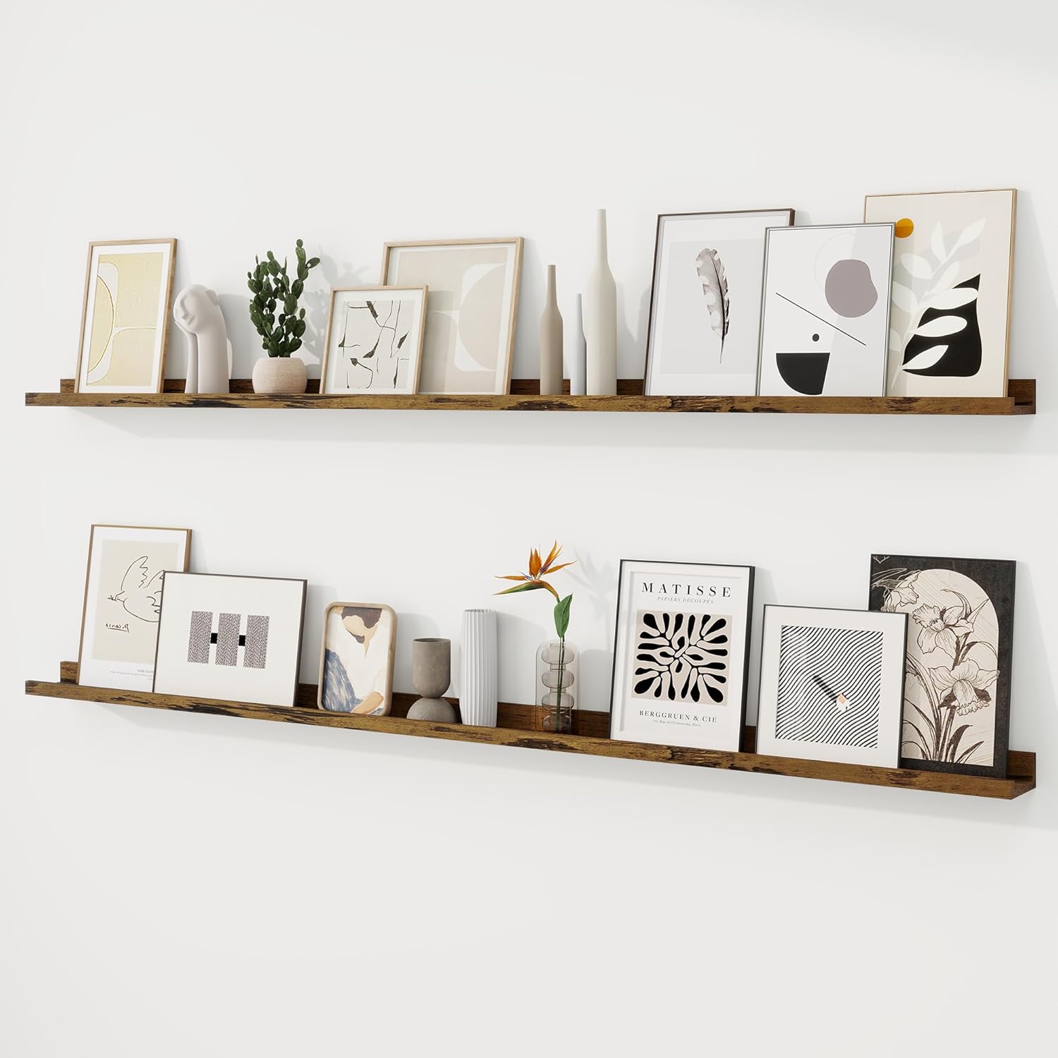 RICHFOCUS Picture Ledge Shelf Set of 2, 72 inch Floating Shelves