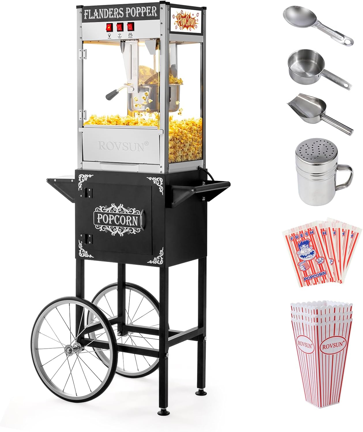 ROVSUN Popcorn Machine with Cart for Home & Commercial Use