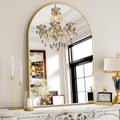 30x38 in Arched Bathroom Mirror - Gold Metal Frame Wall Mirror
