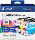LC406 Ink Cartridges for Brother Printer - 4 Pack High Yield