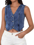 Sleeveless Jean Top for Women by SHENHE with Classic Button Design