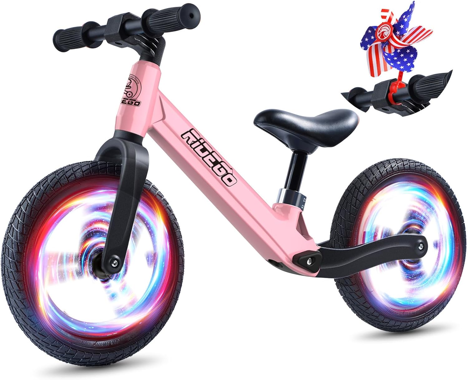Ridego Light-Up Balance Bike for 2-4 Year Olds, 12 Inch Fun