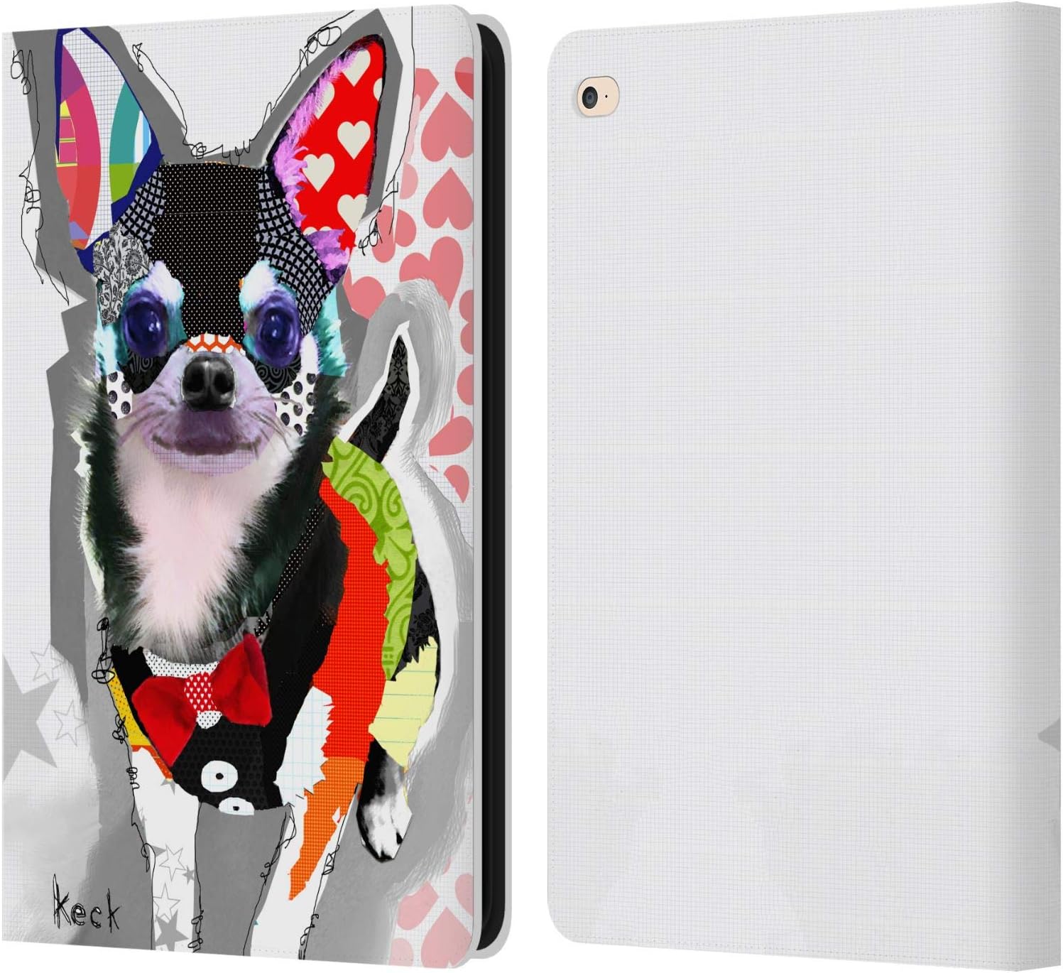 Michel Keck Chihuahua Dogs 3 Leather Wallet Case for iPad Air 2