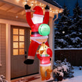 6FT Hanging Christmas Inflatable Climbing Santa with Dog - Funny Roof