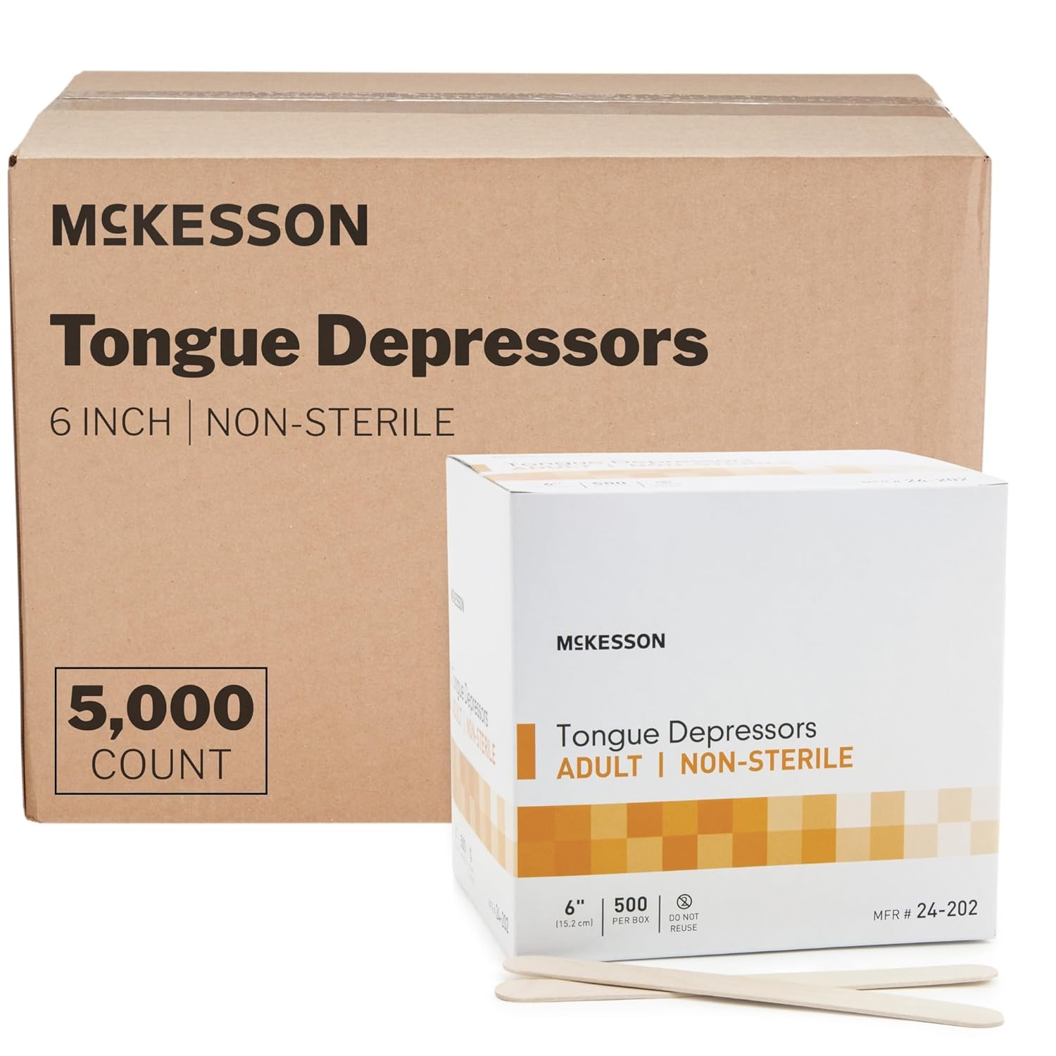 McKesson Tongue Depressors for Adults - Non-Sterile Wood 5000