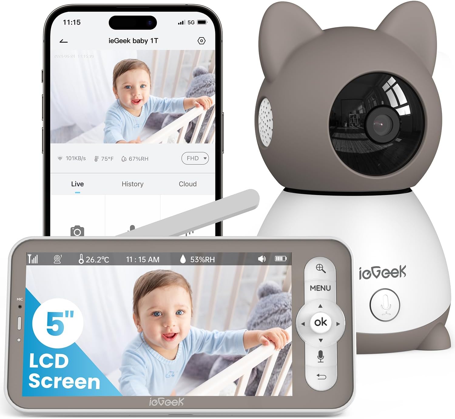 ieGeek 2K Baby Monitor - Crystal Clear Video & Audio