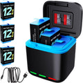 for Hero 12/11/10/9 Battery 3-Pack with 3-Channel USB Storage Charger