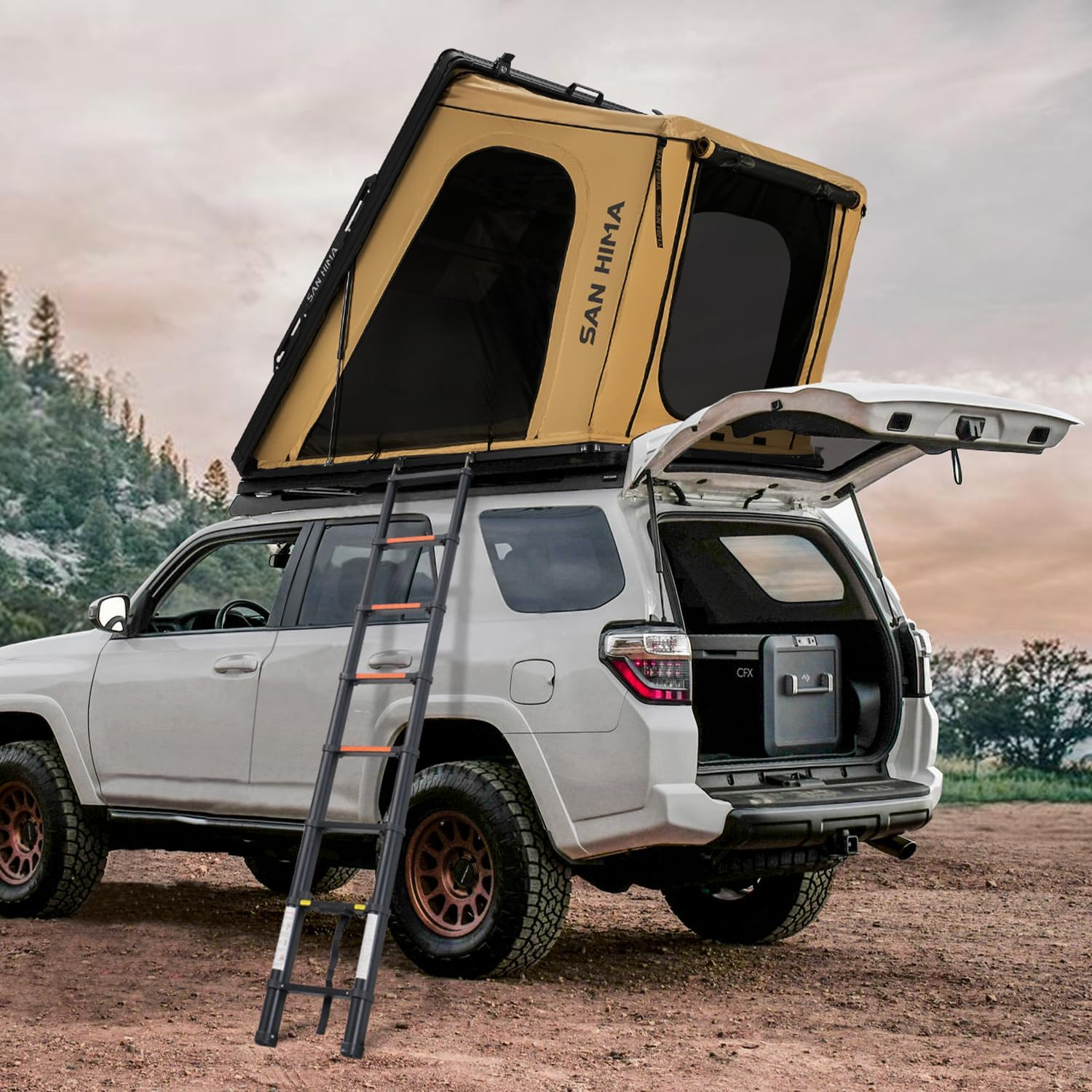 Sanhima Hard Shell Roof Top Tent - Spacious, Skyview Window, LED Light