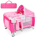 HONEY JOY Pack and Play with Bassinet - 4-in-1 Portable Baby Playard