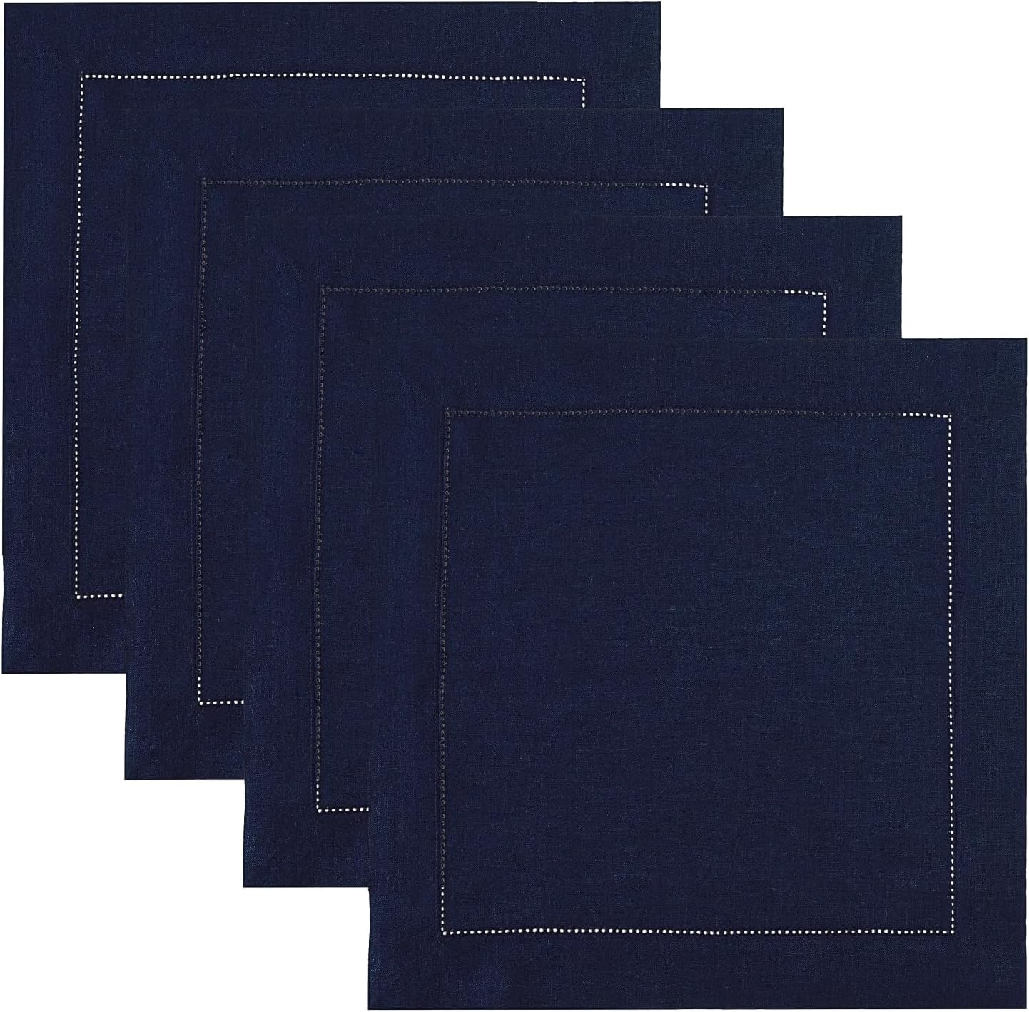 Square Placemats Set of 4 - 100% Pure Linen Navy Blue