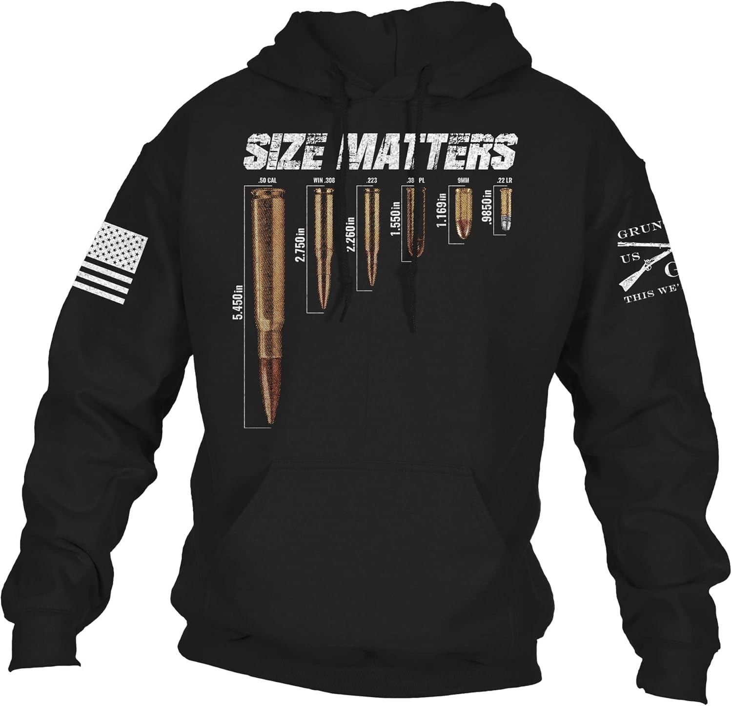 Grunt Style Men's Size Matters Hoodie - Bold Black!