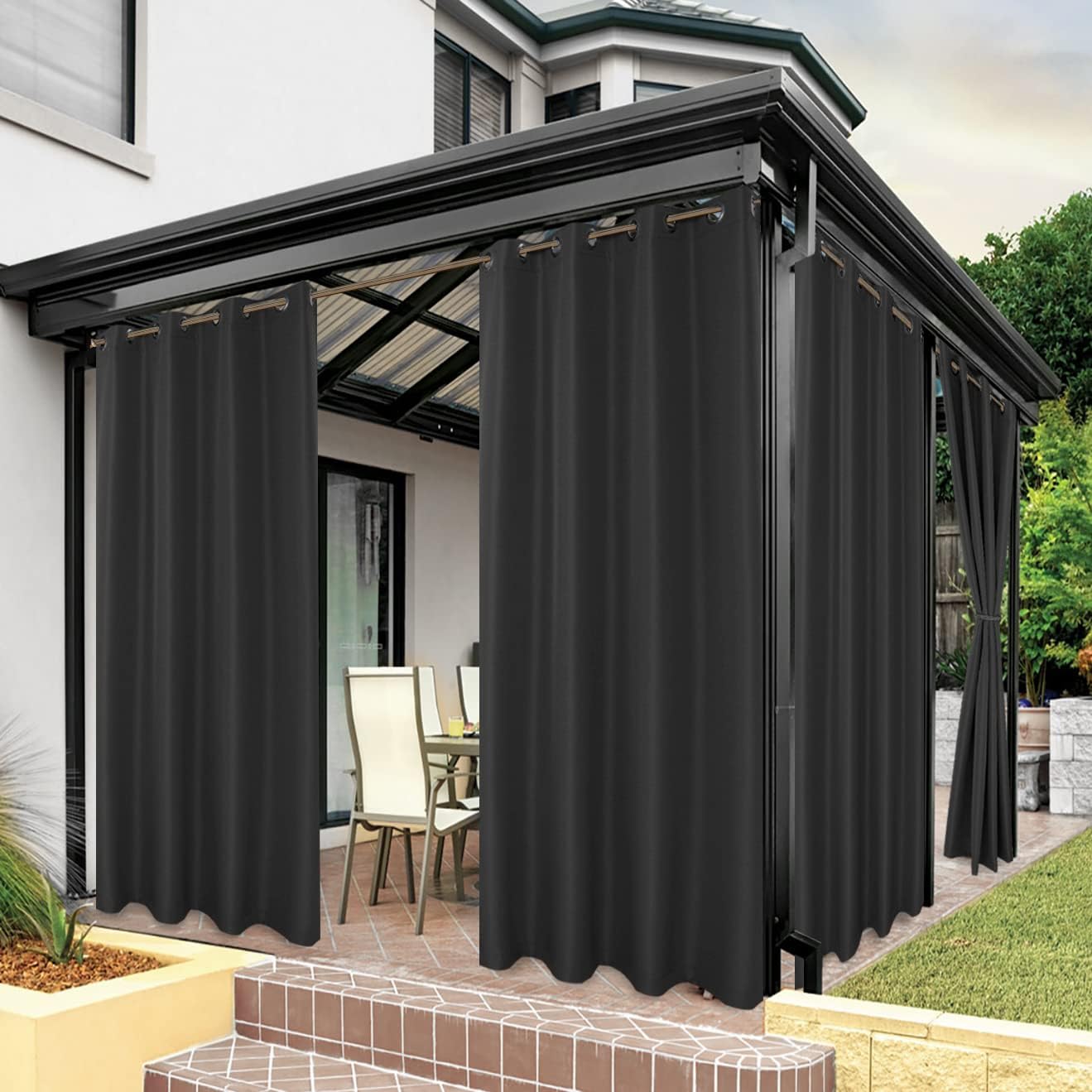 BONZER Waterproof Indoor/Outdoor Curtains for Total Privacy