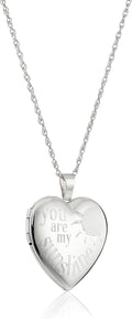Sterling Silver Heart You Are My Sunshine Locket Necklace, 18in