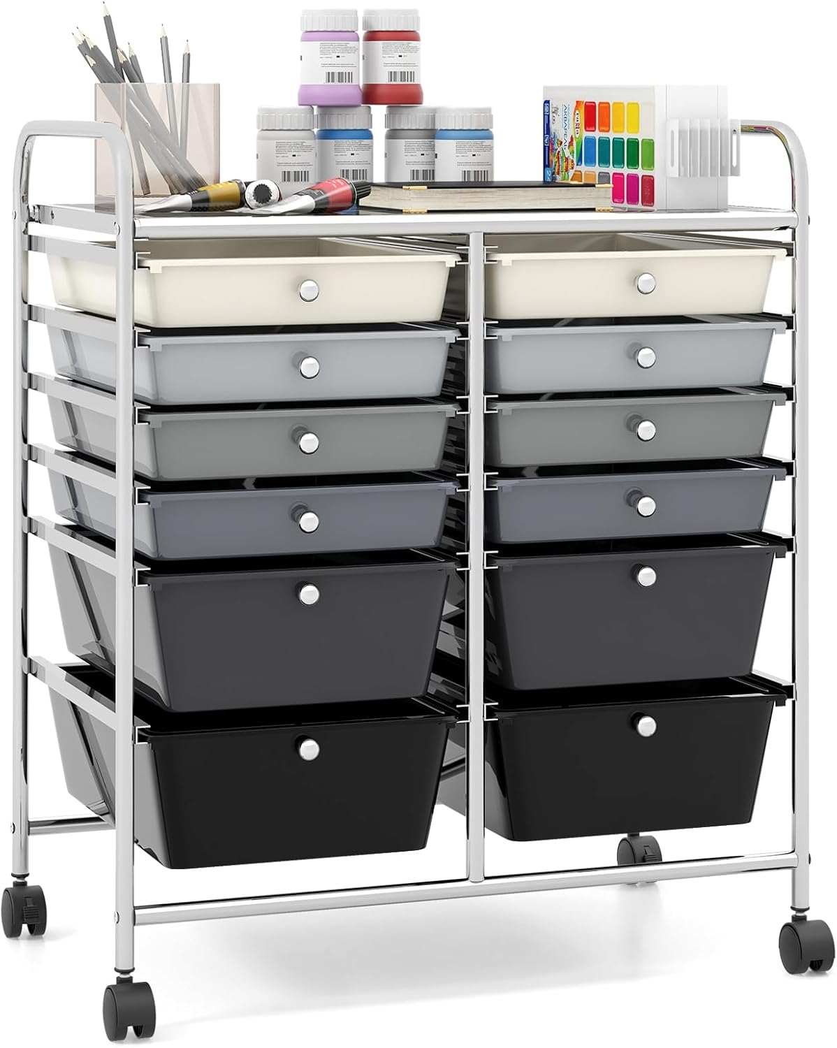 Giantex 12 Drawer Rolling Storage Cart for Office and Home Use