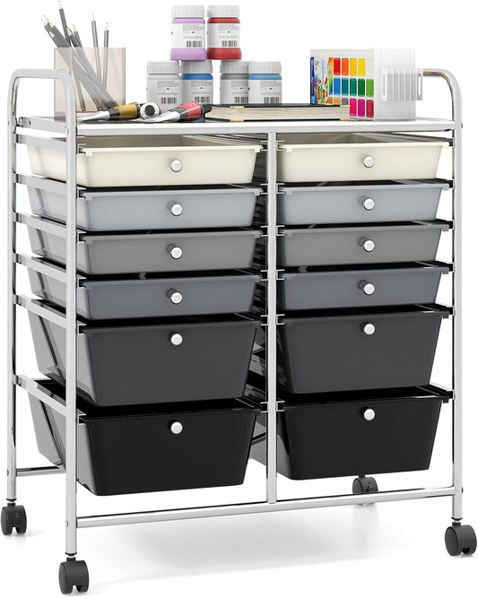Giantex 12 Drawer Rolling Storage Cart for Office and Home Use