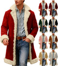 Men's Santa Coat Long Fleece Lined Cardigan with Pockets - Warm