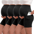 4 Pack Women's Maternity Shorts with Pockets Over The Belly