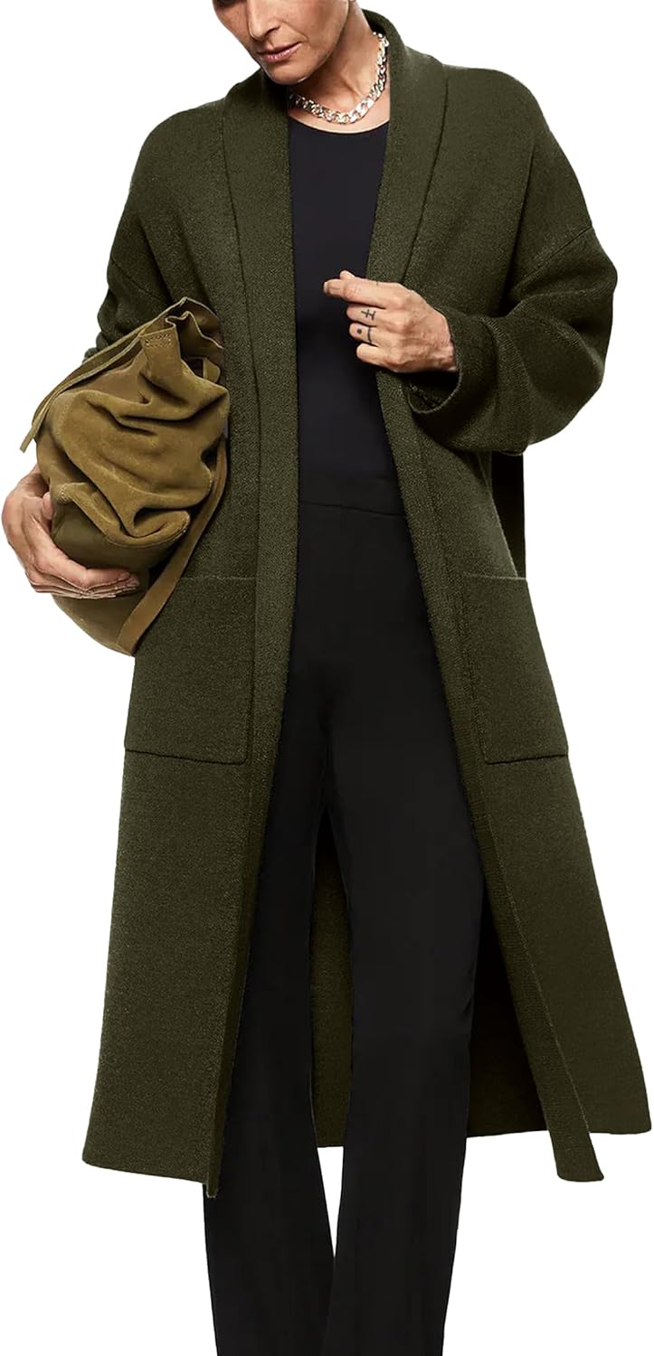 Womens Long Sleeve Maxi Cardigan Open Front Oversized Sweater