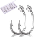 Fishing Saltwater Offset Ringed Circle Hook 10pcs - Heavy Duty Big