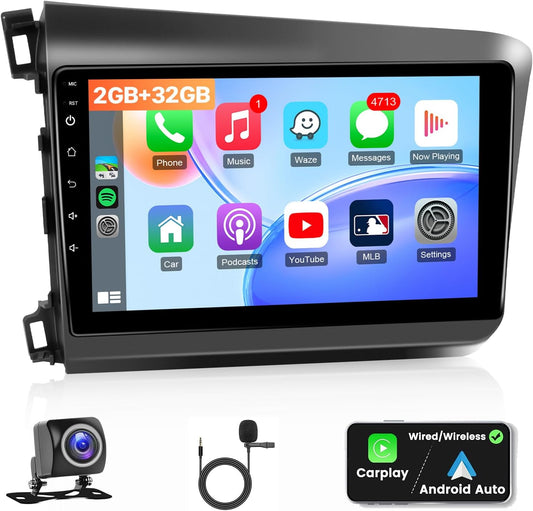Car Stereo Radio for Honda Civic 2012-2015 with Wireless Carplay
