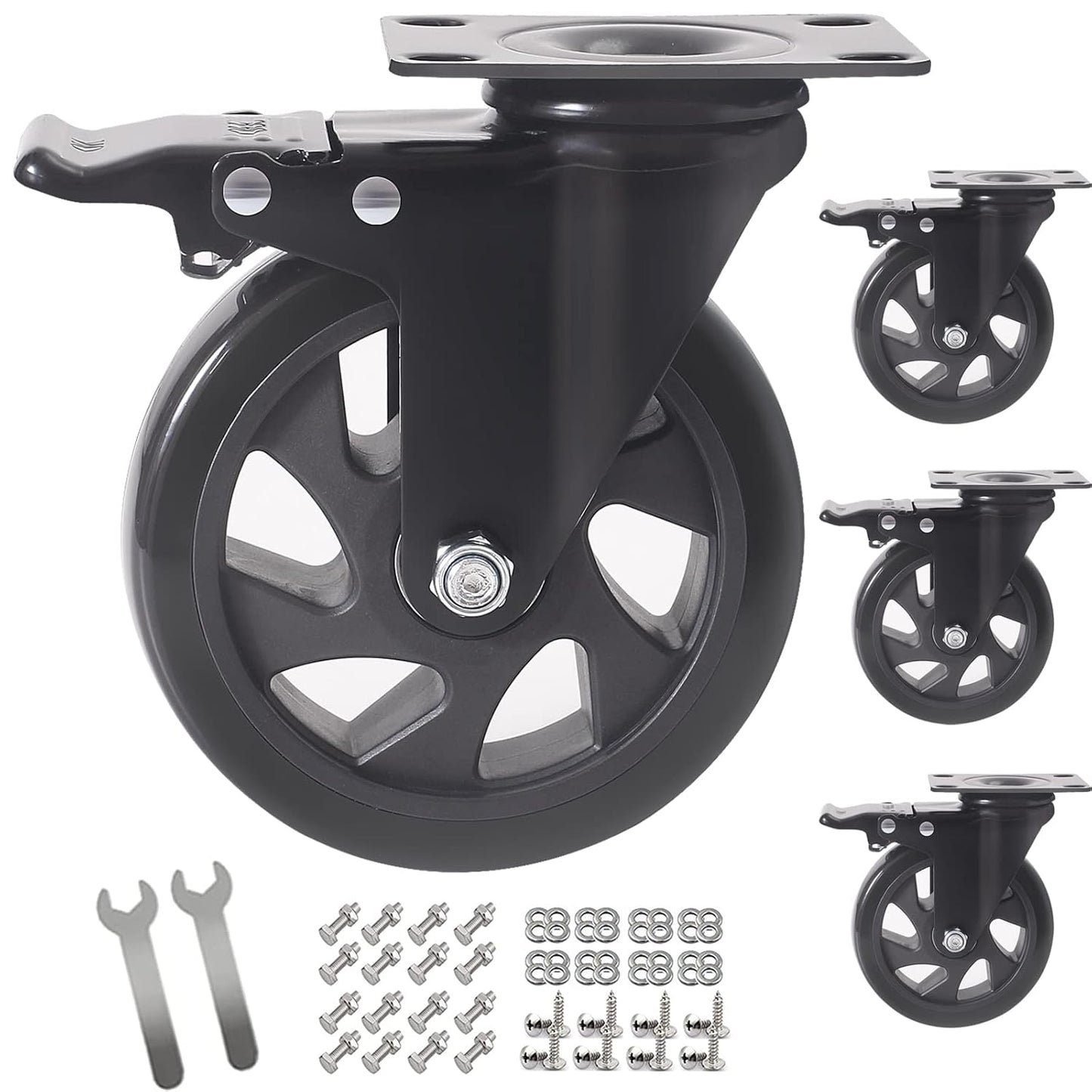 5 Inch Swivel Caster Wheels Set of 4 for Heavy Duty Use