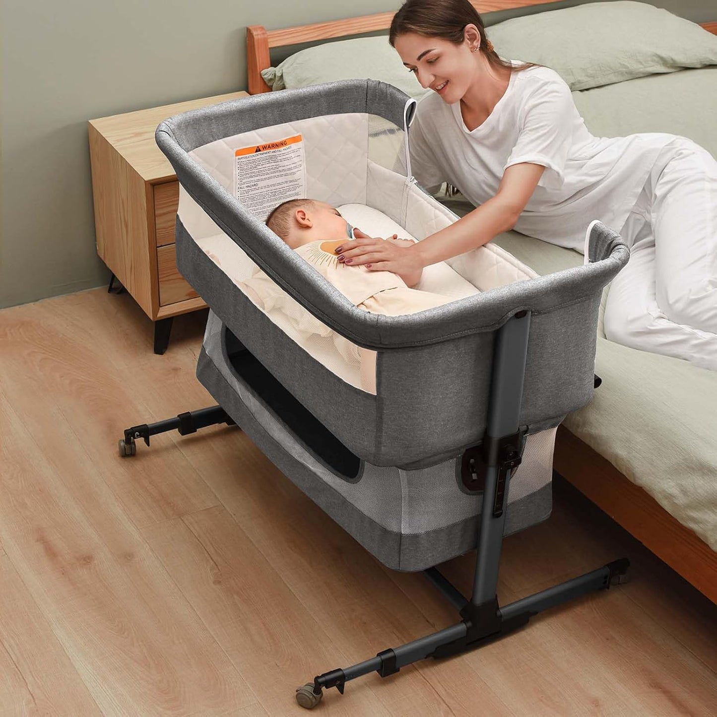 3 in 1 Baby Crib Adjustable Portable Bed for Infant Comfort