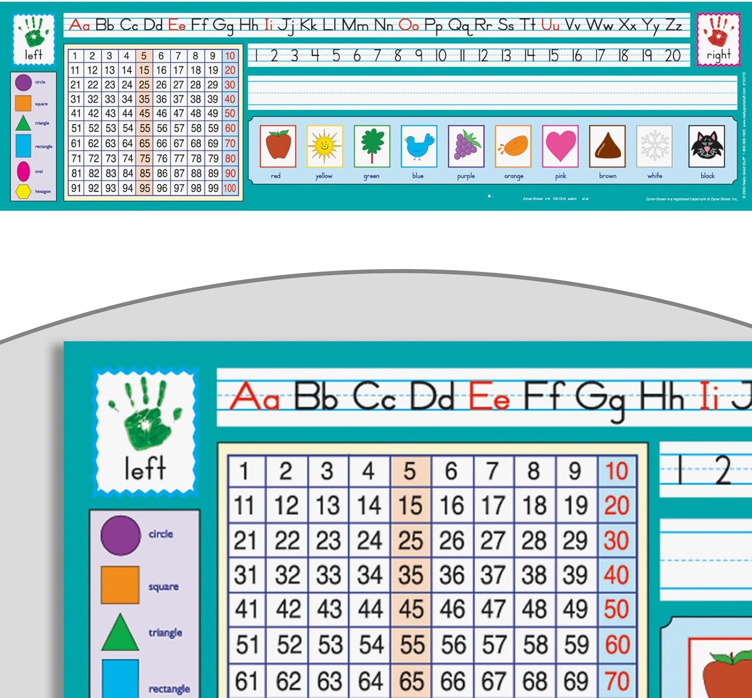 Zaner-Bloser 100-Grid Self-Adhesive Desktop Helpers for Classrooms