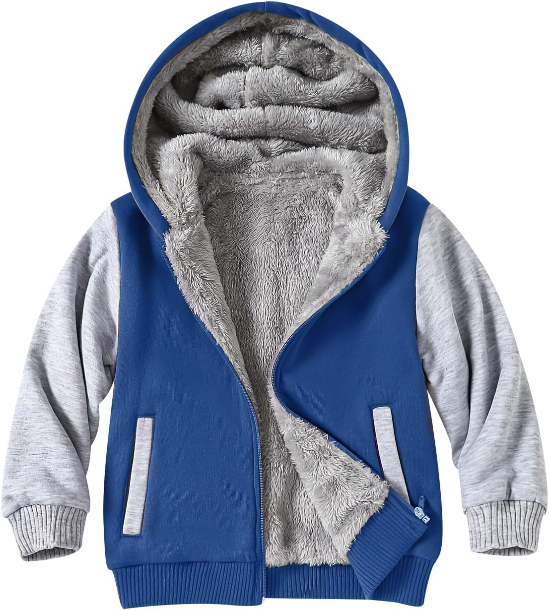 Kids Zip-Up Hooded Sherpa Lined Jacket for Winter Outdoor Fun