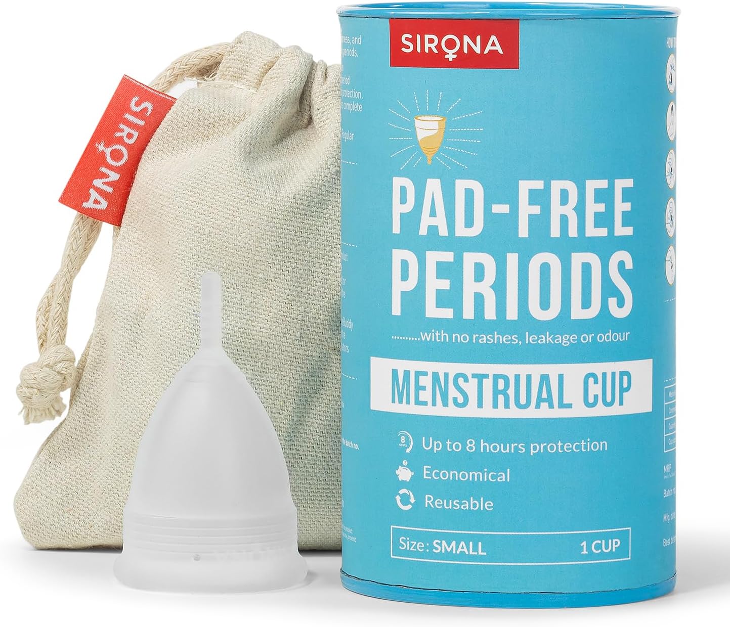 Sirona Small Menstrual Cup: Leak-Proof for Heavy & Light Flow