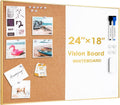 Cork Board White Board Combo 24 x 18 in - Gold Frame Bulletin Board