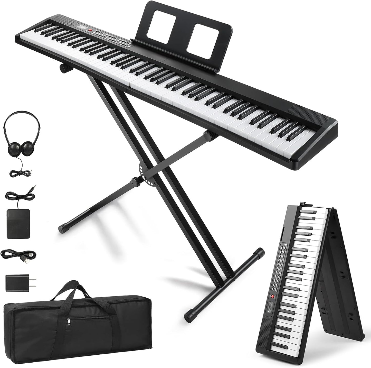 Ktaxon Foldable Keyboard Piano with Bluetooth and Pedal Features