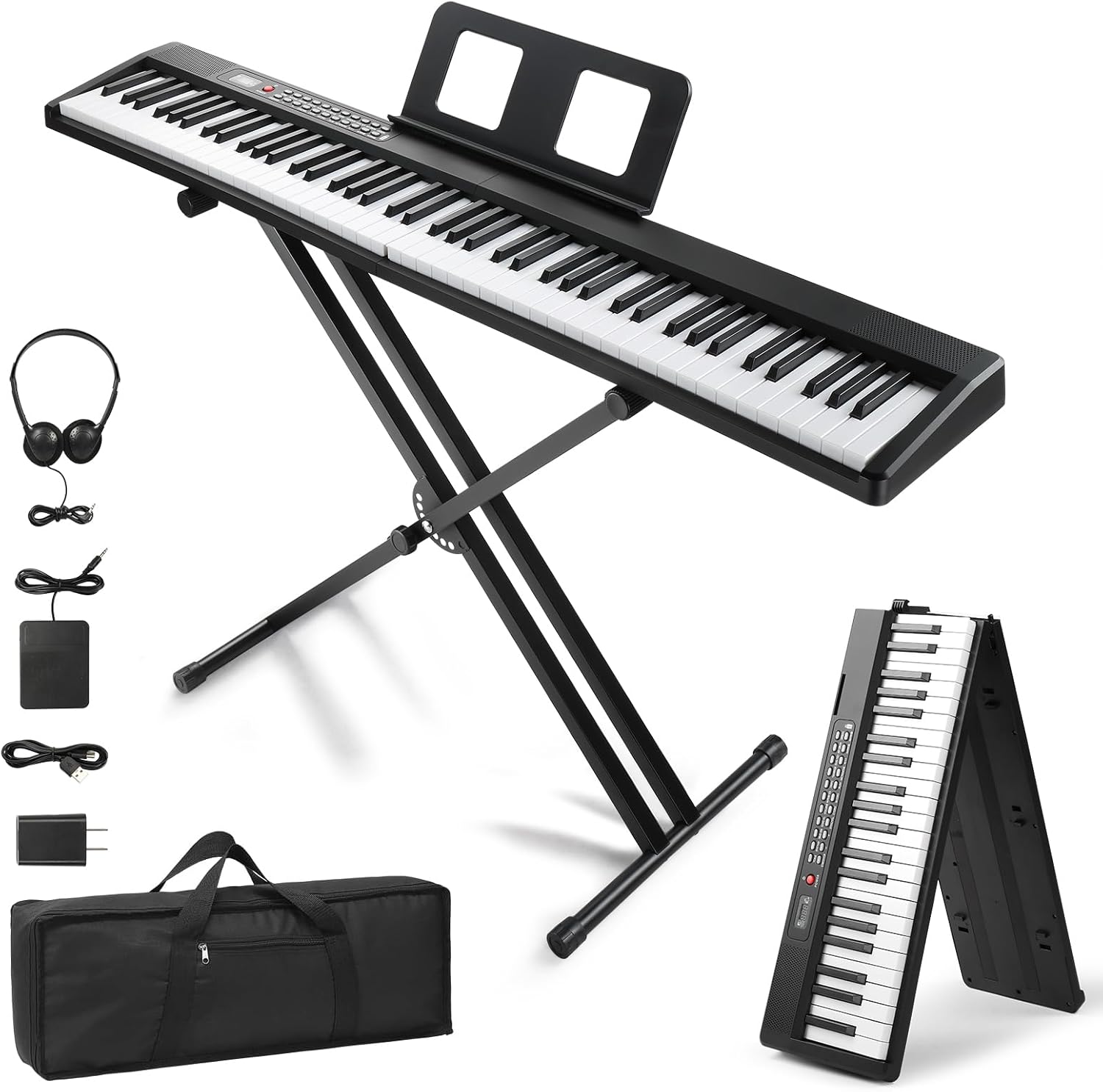 Ktaxon Foldable Keyboard Piano with Bluetooth and Pedal Features