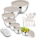 E-far Mixing Bowls with Lids Set 21PCS - Nesting Stainless Steel Kit