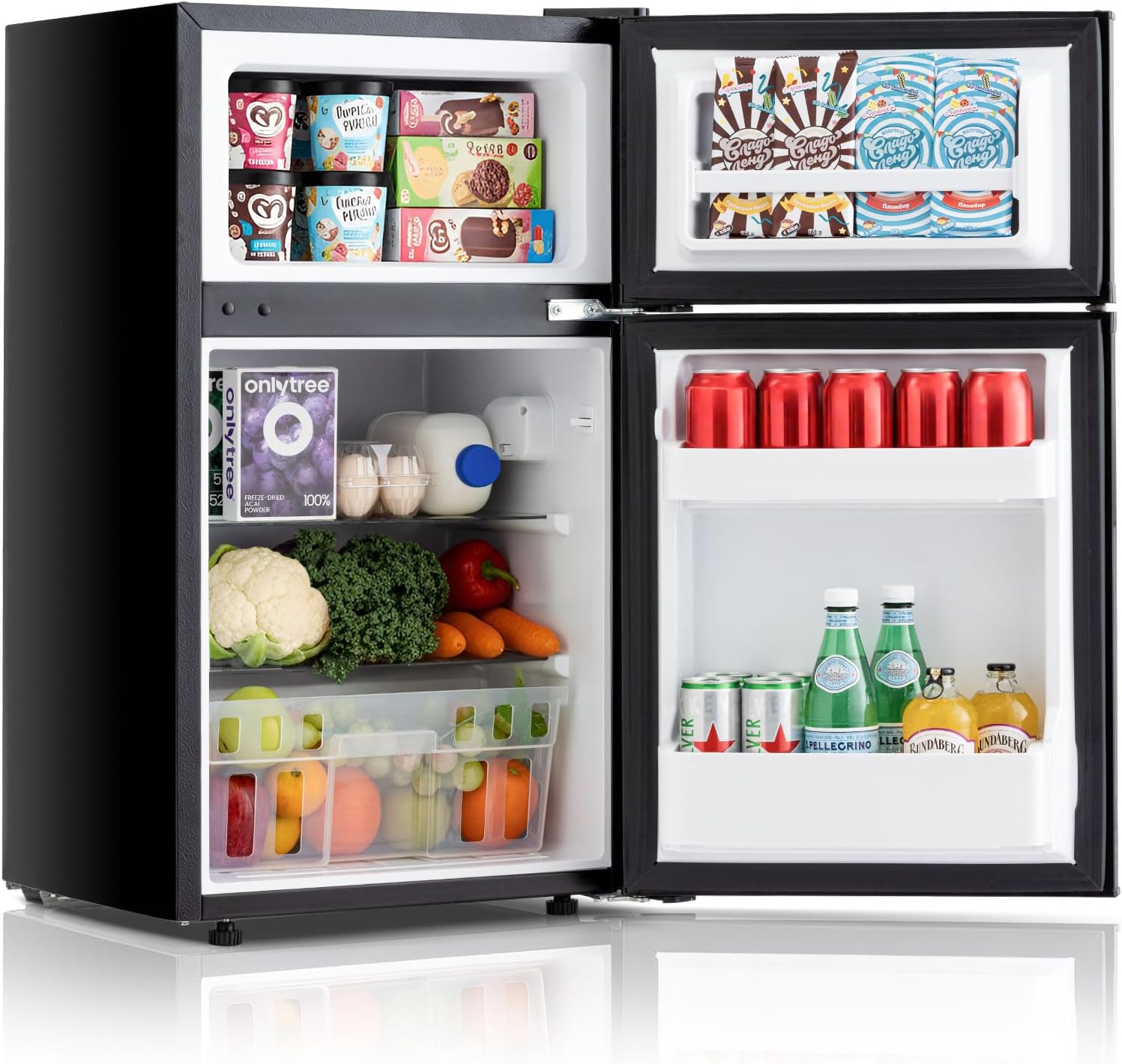 Compact Refrigerator 3.2 Cu.Ft Mini Fridge with Freezer Features
