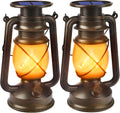 Solar Lanterns Outdoor Waterproof Vintage Flicker Lanterns - 2 Pack