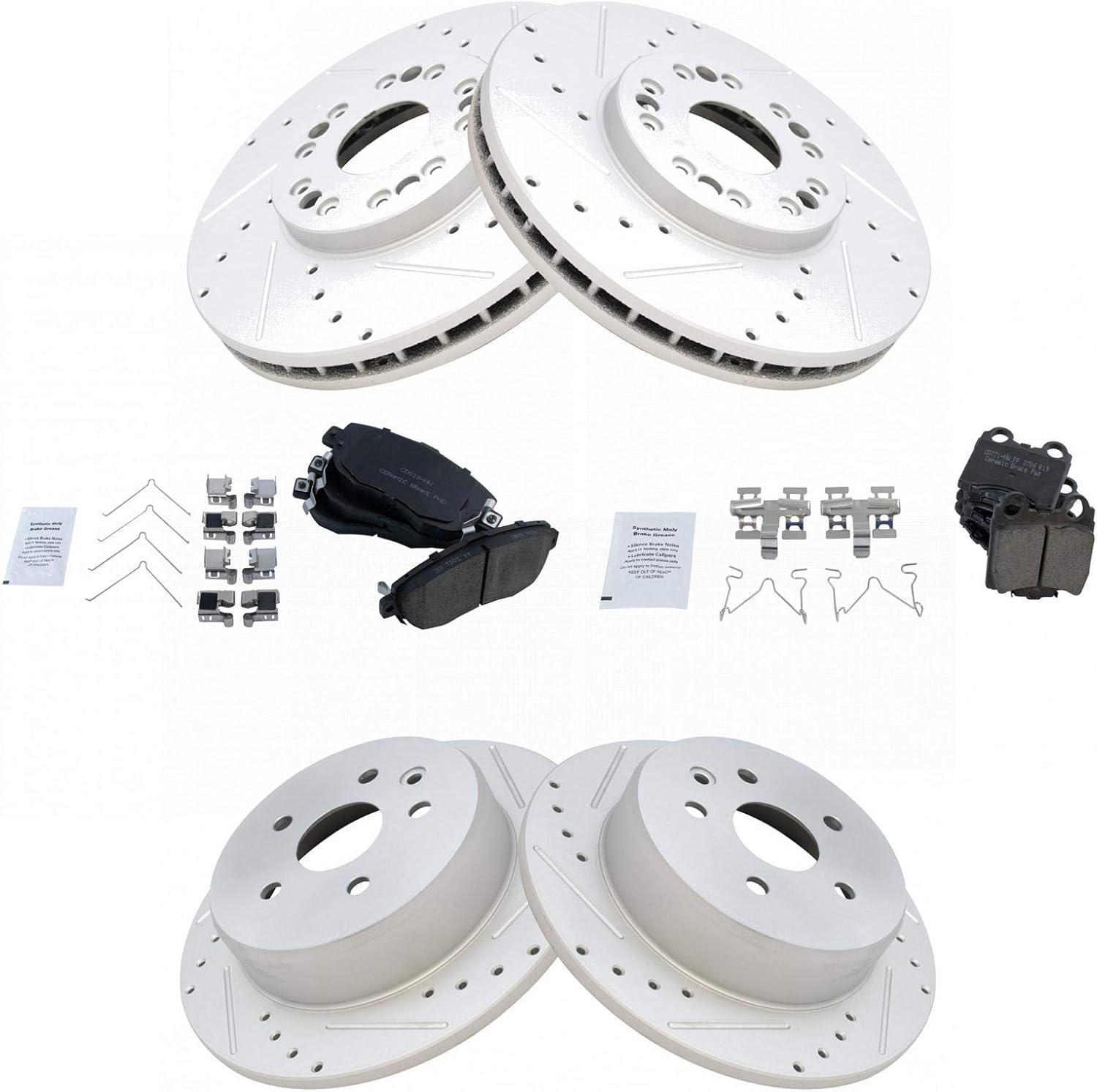 TRQ Front and Rear Performance Brake Pad & Rotor Kit for Lexus