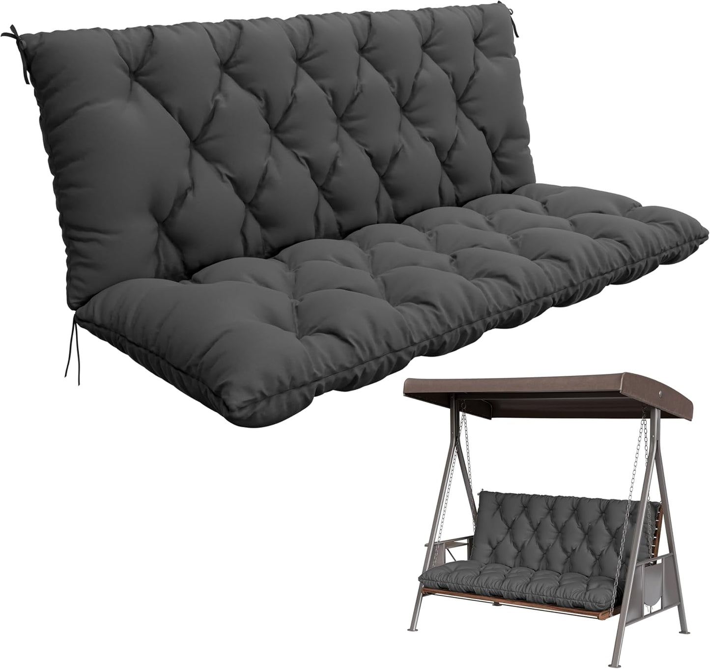 Porch Swing Cushion with Backrest for Outdoor Furniture Comfort