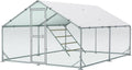 Large Metal Chicken Coop 13x9.8x6.56ft - Spacious Covered Run