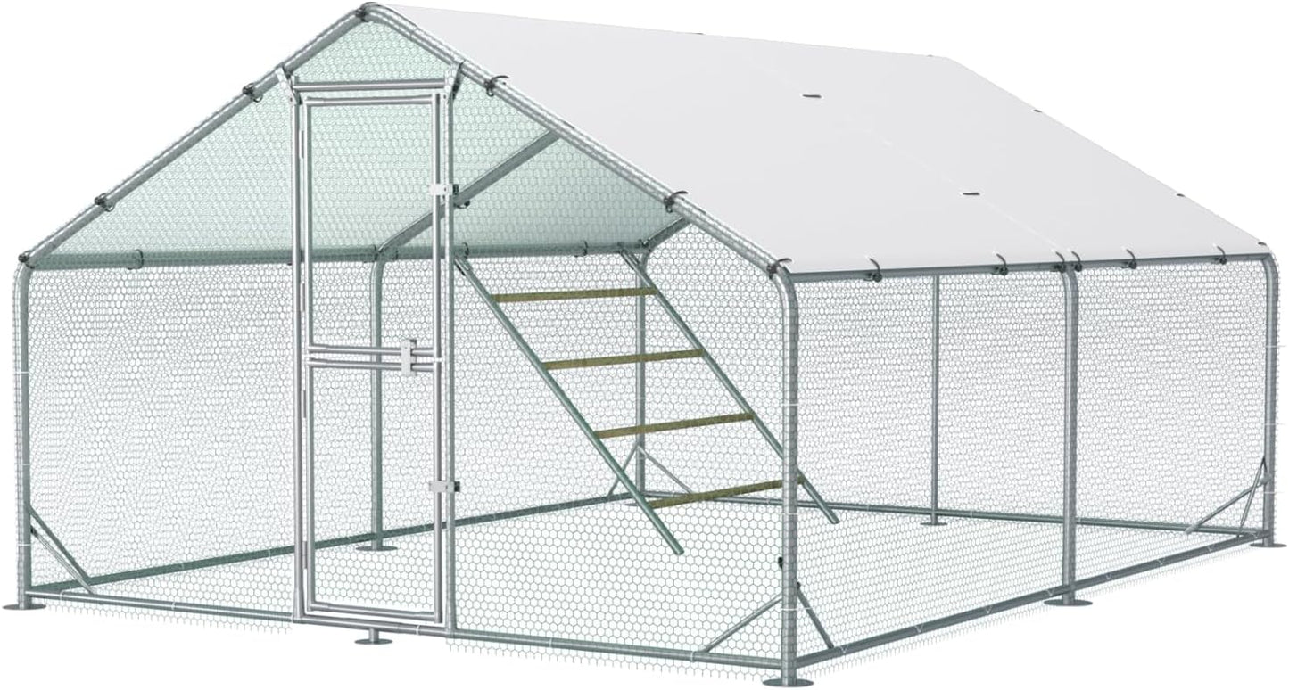 Large Metal Chicken Coop for 6-10 Chickens with Cover