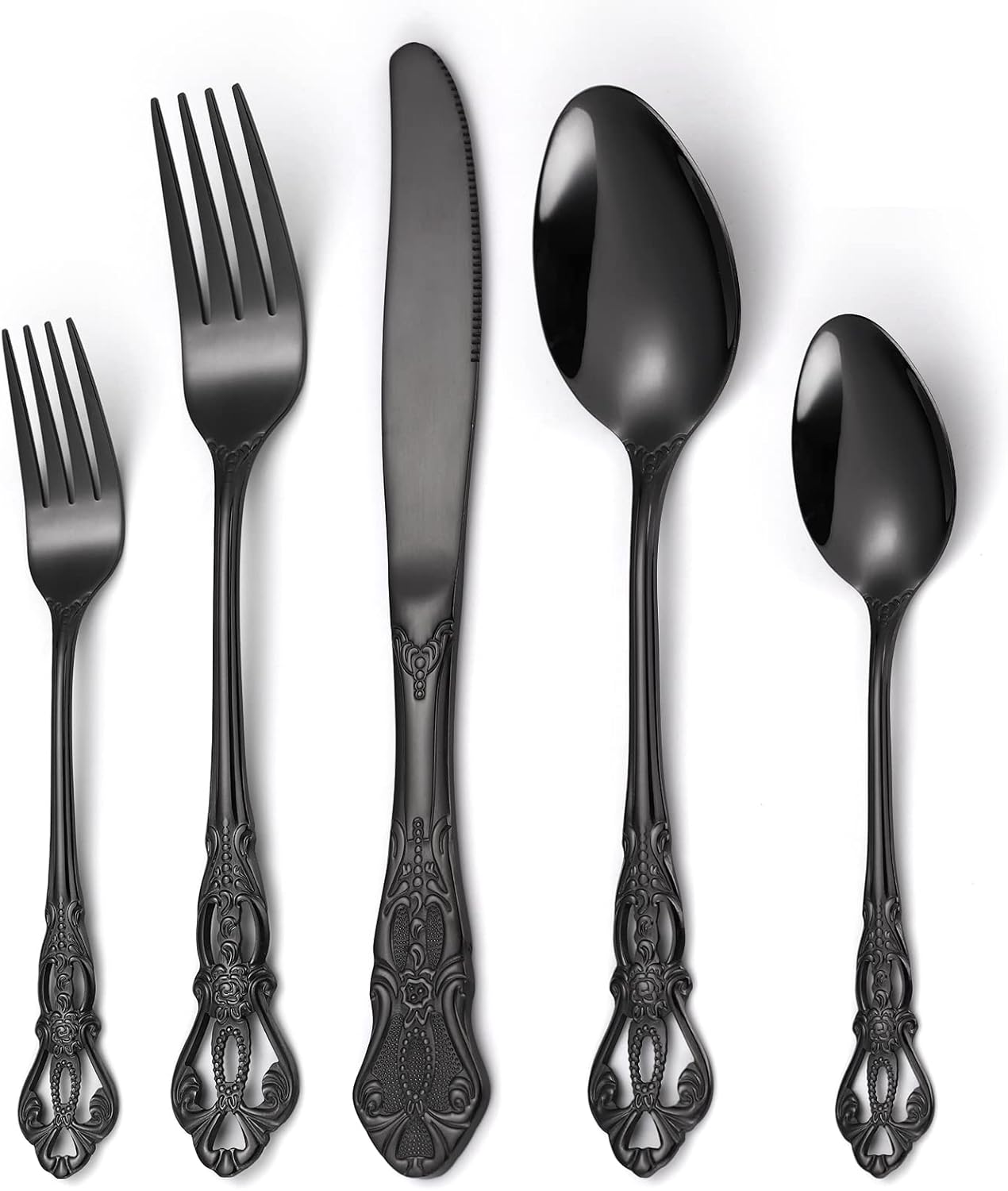 Gorgeous Retro Royal Black Silverware Set for 8 - 40 Pieces