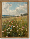 Vintage Wildflowers Wall Art 24x16 in Wood Framed - Timeless Farmhouse