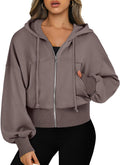Womens Zip Up Cropped Hoodies - Casual Comfy Trendy Fall Jacket
