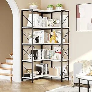 YITAHOME Corner Bookshelf - Modern 5-Tier L-Shaped Bookcase