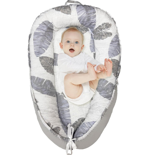 Breathable Baby Lounger for Cozy Sleep - Leaves