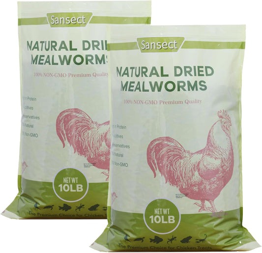 20 LB Dried Mealworms - High Protein Treats for Chickens