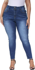 Womens Plus Size Skinny Jeans High Waisted Stretchy (Style L377)