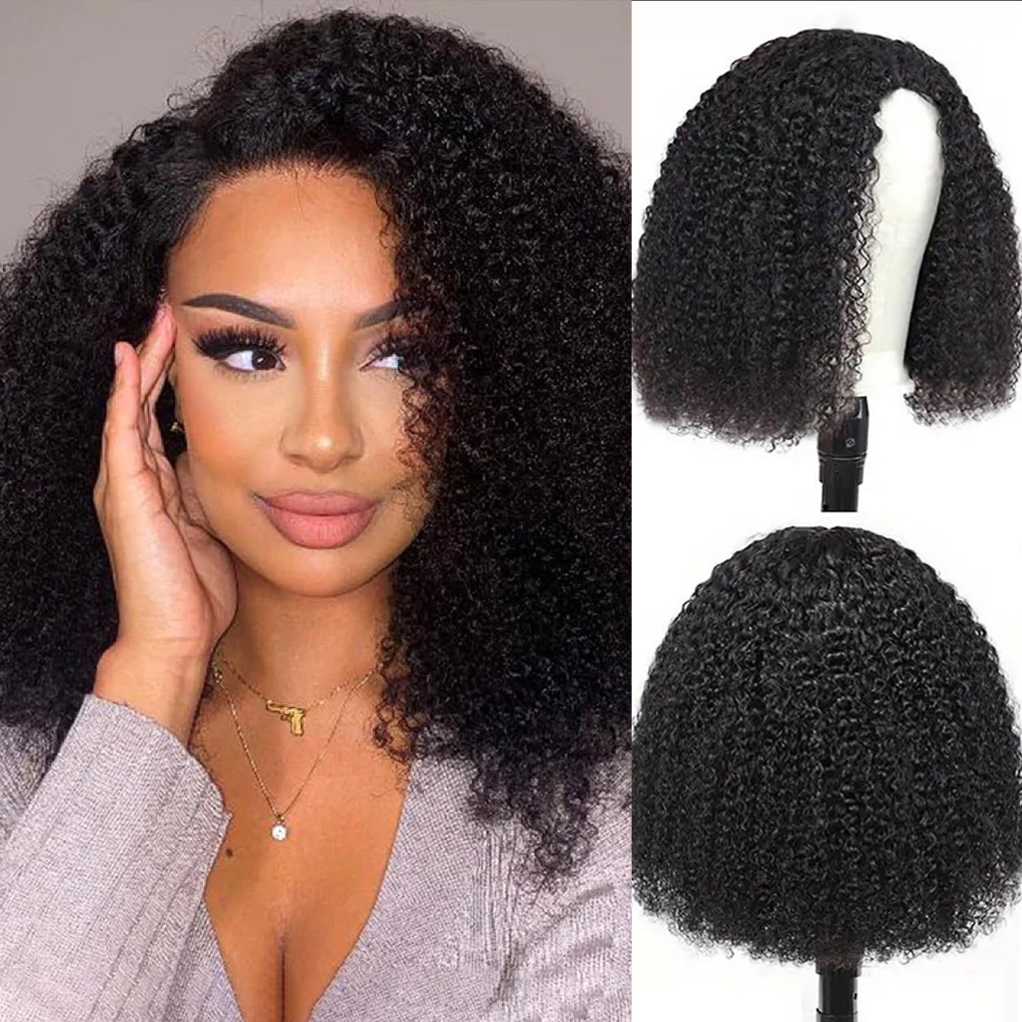 CanaryFly Afro Kinky Curly Half Wigs for Natural Look and Style