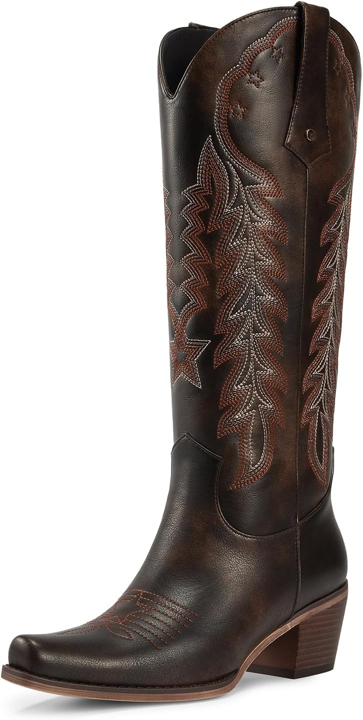 WETKISS Cowboy Boots for Women with Retro Embroidery Style